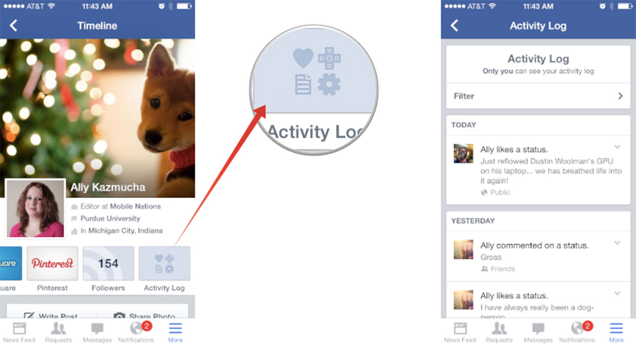 How to view your Facebook activity log with Facebook for