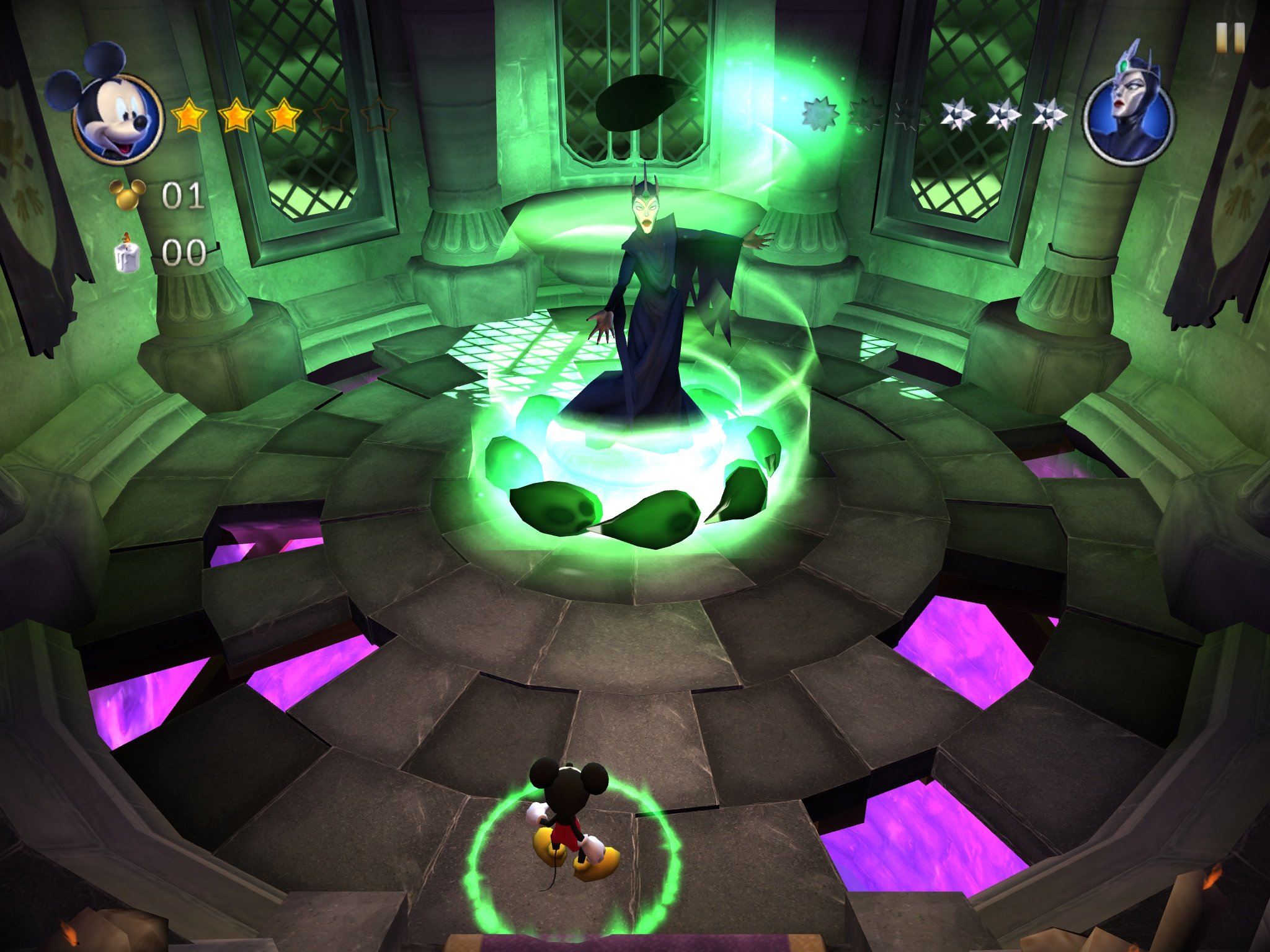 Castle of Illusion tips, tricks, and cheats: Defeating Mizrabel: Target practice