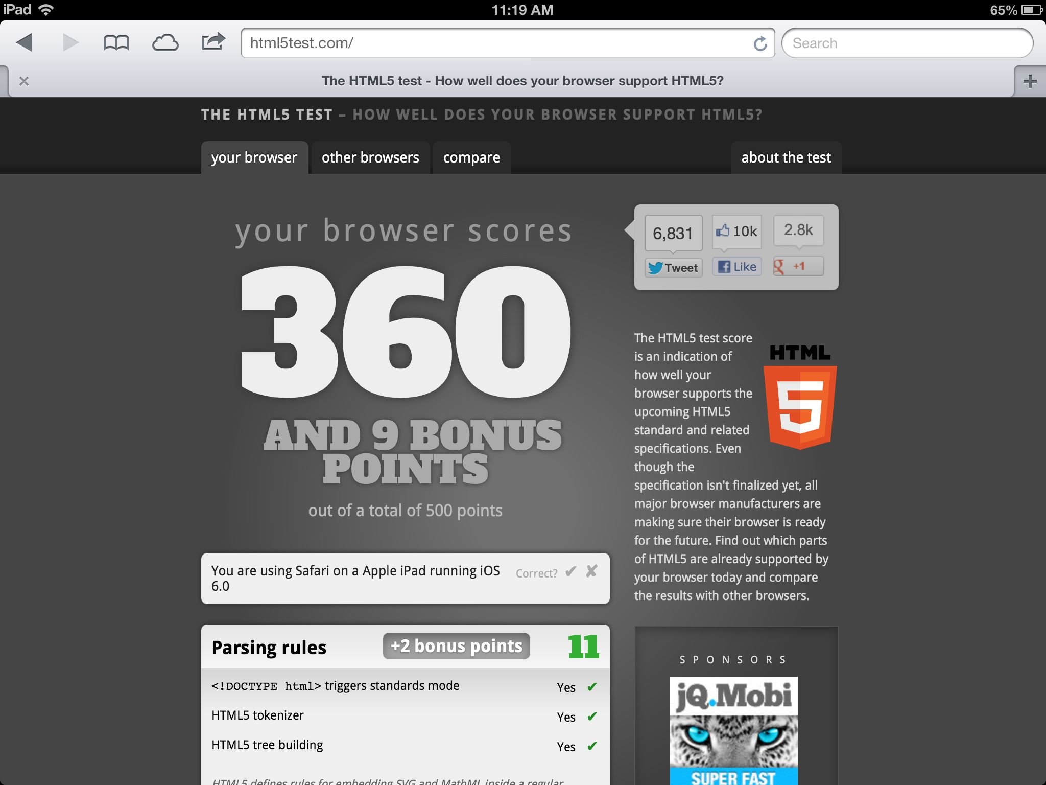HTML5Test for iOS