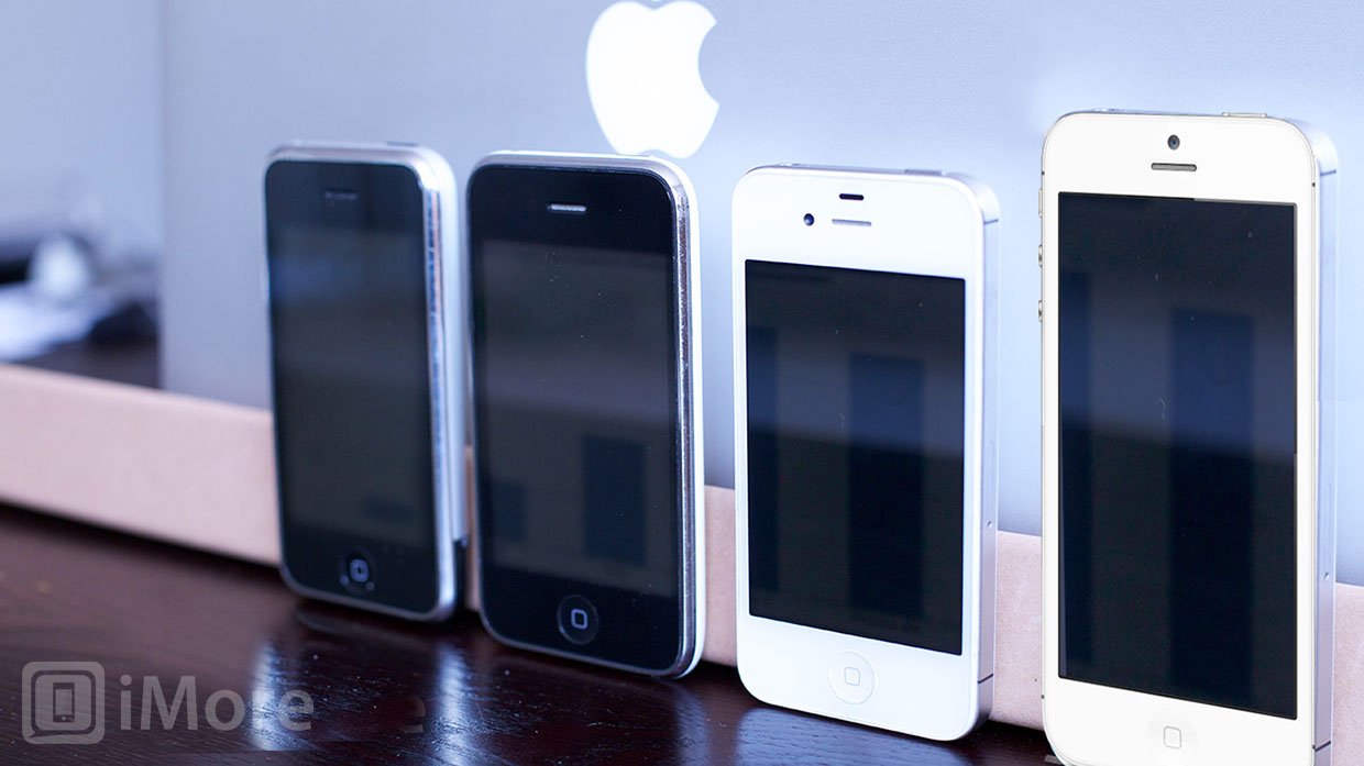 iPhone 5 mock up next to iPhone, iPhone 3GS, iPhone 4S