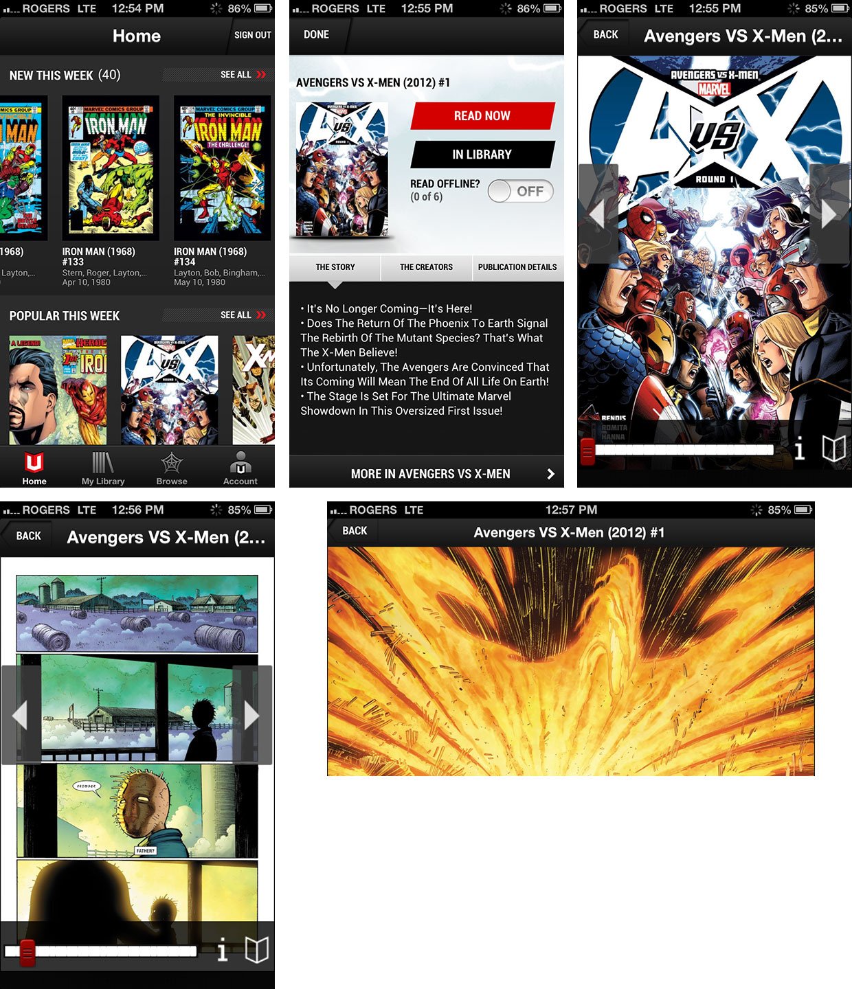 Marvel Unlimited on iPhone screens