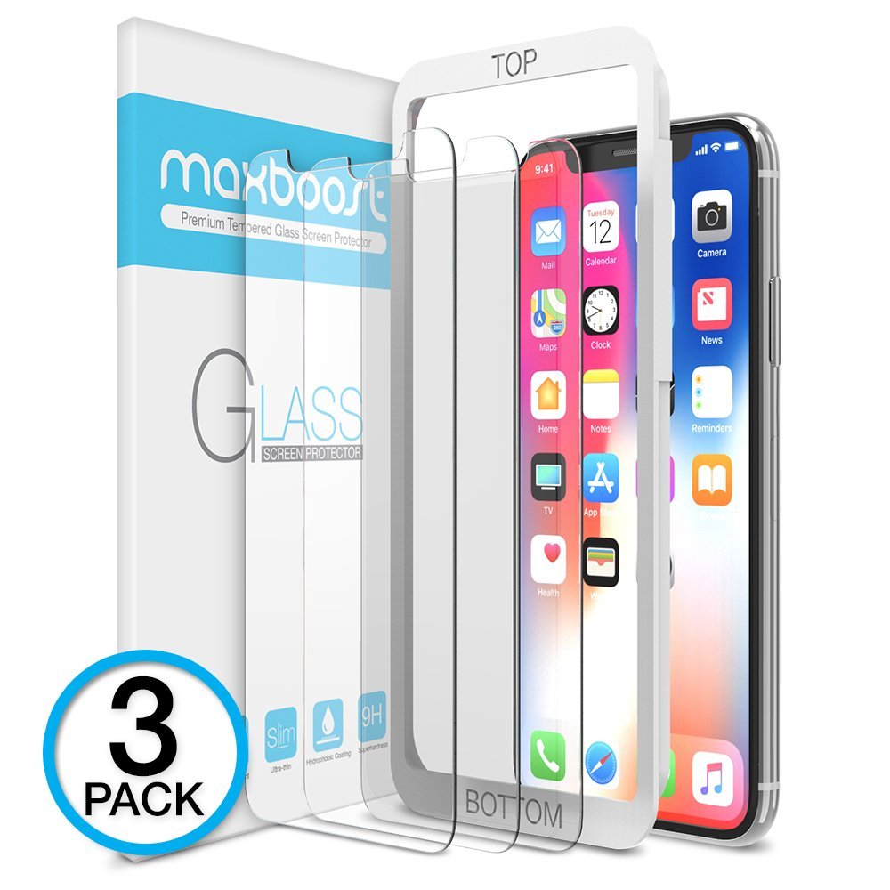 High Transparency Abrasion Resistance 9H Hardness Tempered Glass Screen Protector for iPhone X/iPhone Xs 3 Pack CUSKING Screen Protector for iPhone X/iPhone Xs