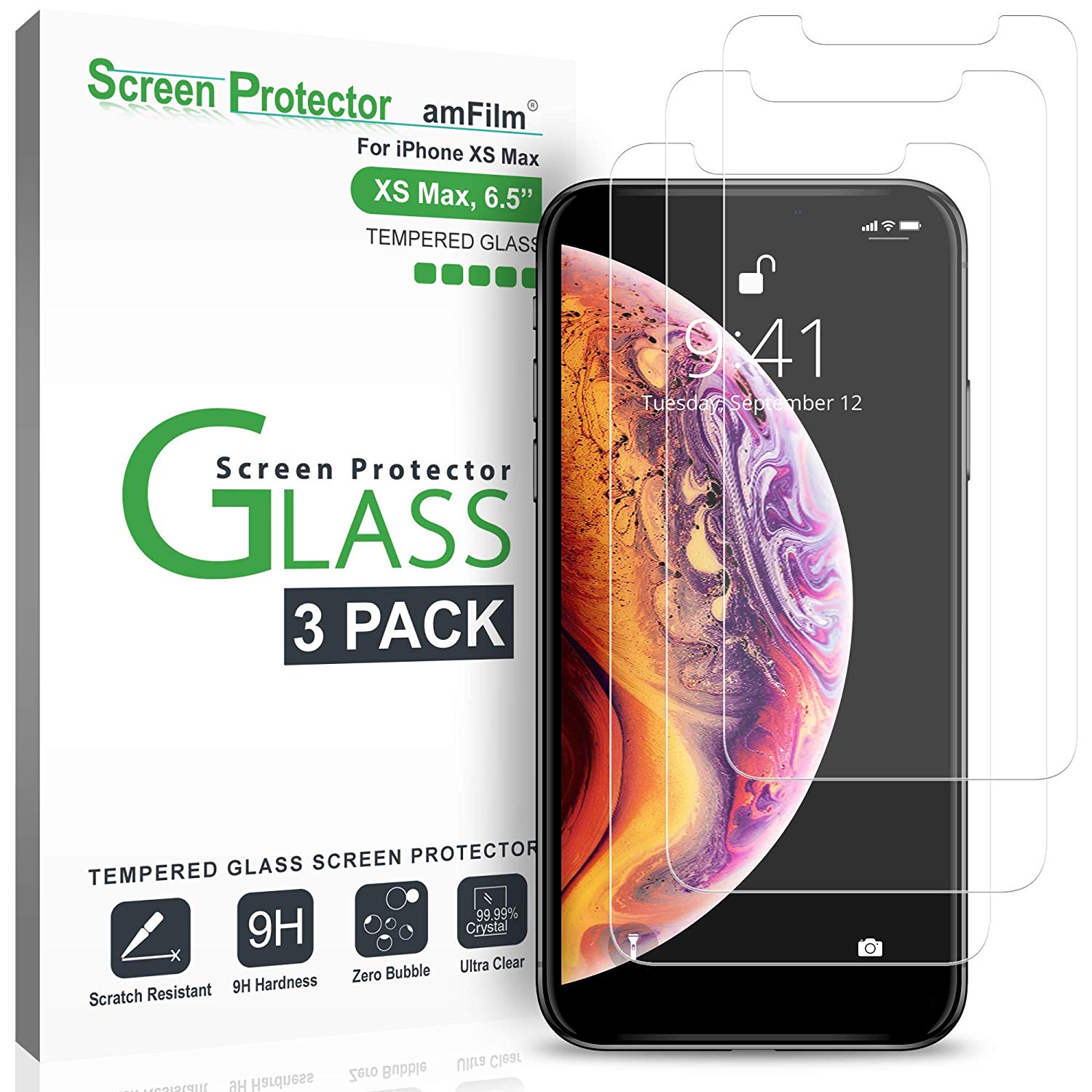 amFilm Tempered Glass Screen Protector for iPhone 11 Pro Max