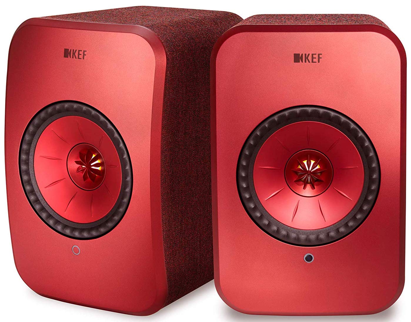 KEF LSX speaker system in red