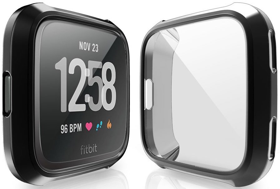 CAVN Compatible with Fitbit Versa 2 Screen Protector 2 Packs TPU Plated Versa 2 Screen Protector Case Rugged Cover Full-Cover Scratch-Proof Protective Bumper Shell Case for Fitbit Versa 2 Smartwatch