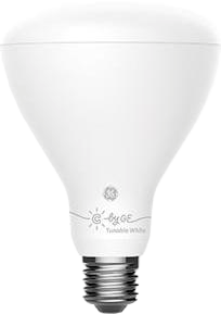 C by GE Tunable White BR30 light bulb on a white background