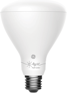 C by GE Full Color BR30 light bulb on a white background