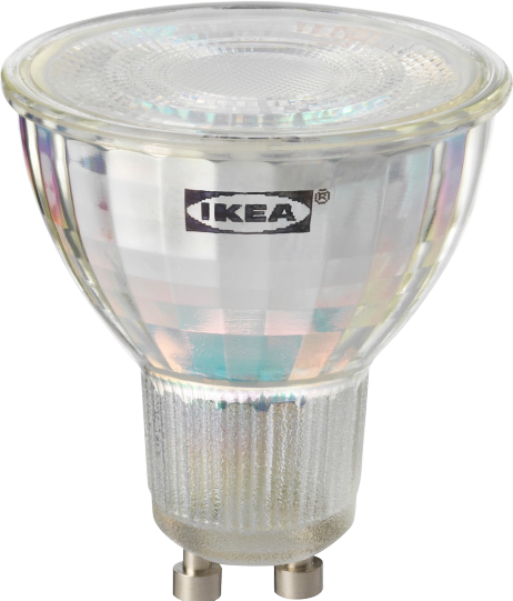 Ikea Tradfri gu10 light bulb on a white background