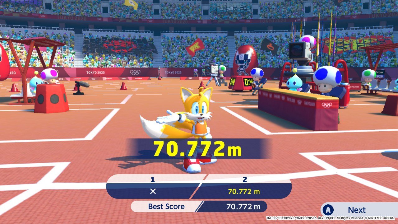 Mario & Sonic aux Jeux Olympiques : lancer du javelot de Tokyo 2020