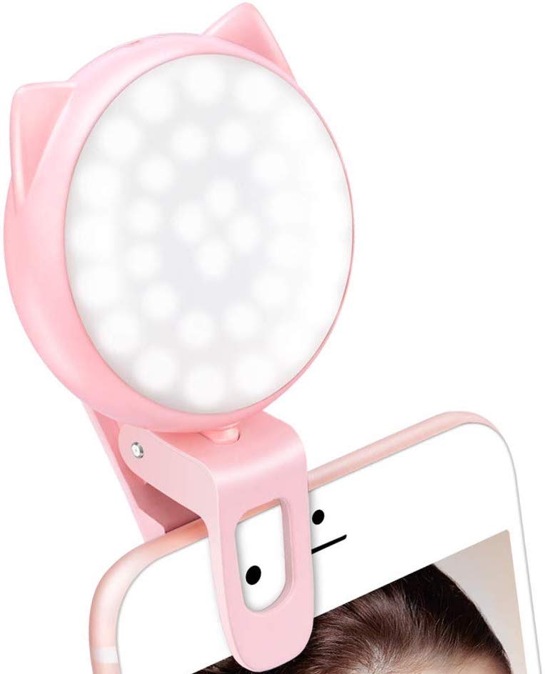 OURRY PInk Kitty Selfie Light Ring Clip