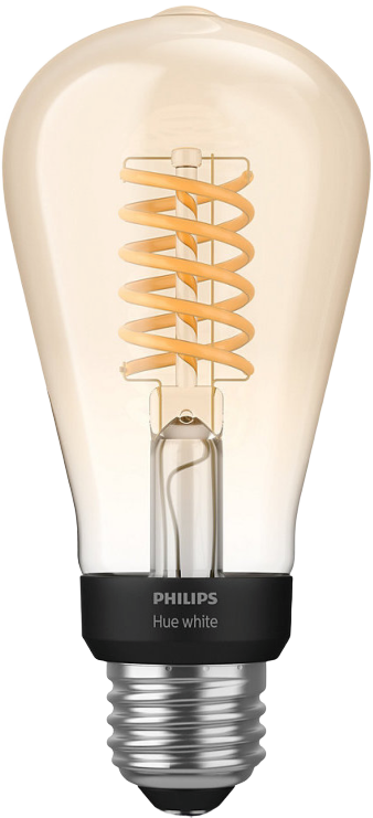 Philips Hue Filament light bulb on a white background