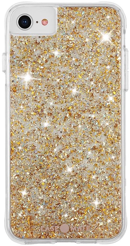 Glitter Diamond Case for iPhone 7/8,QFFUN Luxury Bling Sparkle Crystal Rhinestone Clear Phone Case with Screen Protector Transparent Hard Plastic Protective Back Cover for Girls,Blue&White