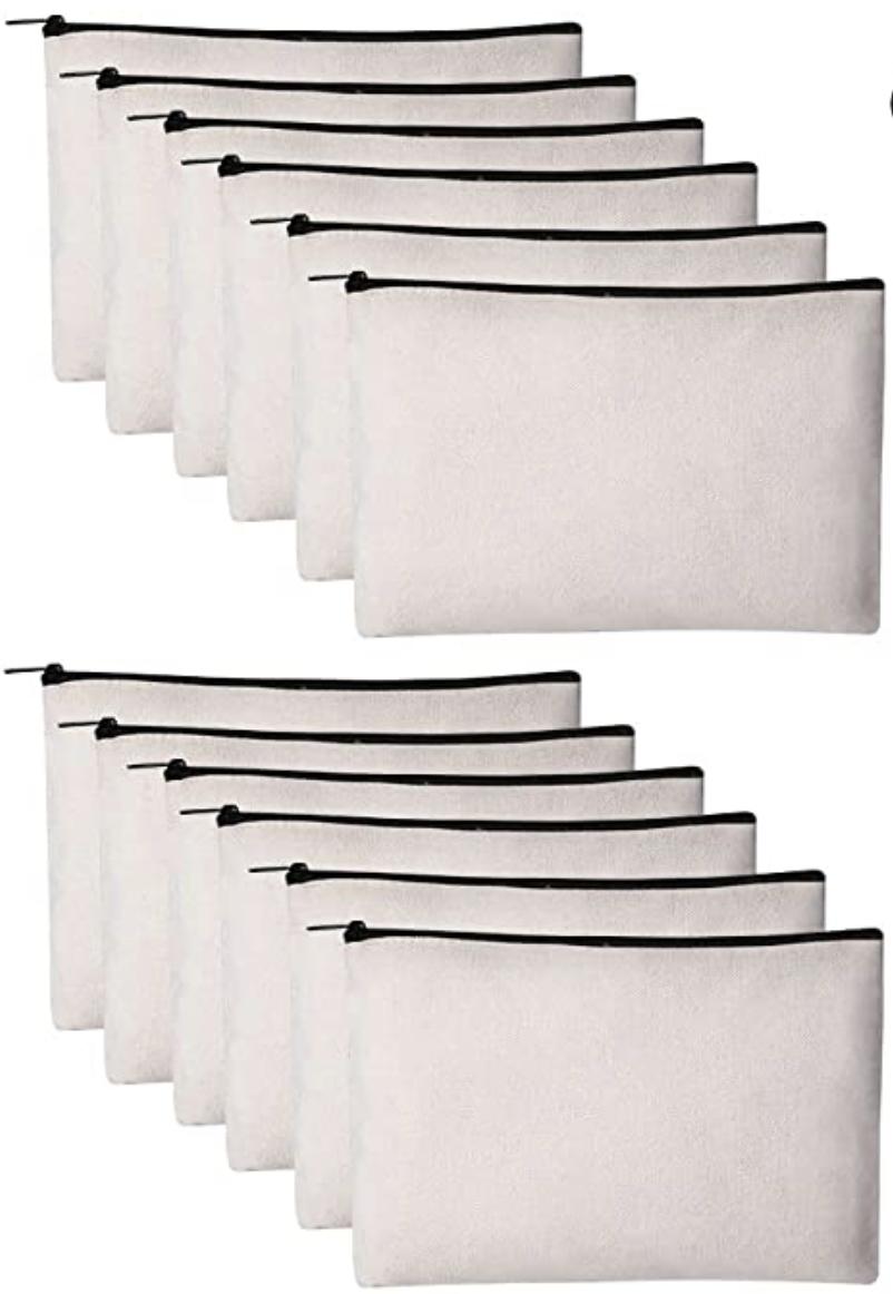 Cozymate 12-Pack Canvas Pencil Pouch Cosmetic Bag Cricut Joy blank