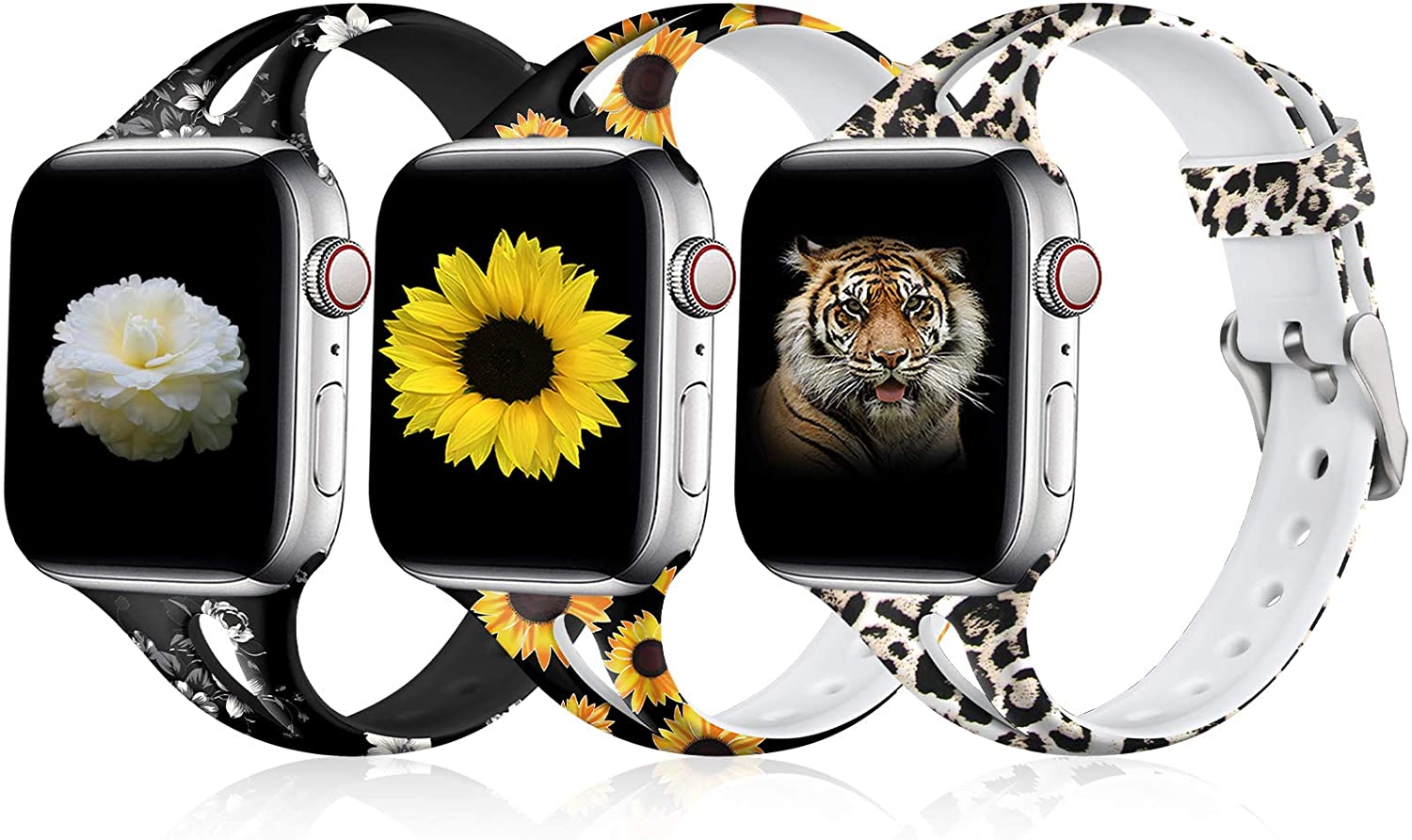 Easuny Sunflower Leopard Flower 3 Pack Apple Watch Band