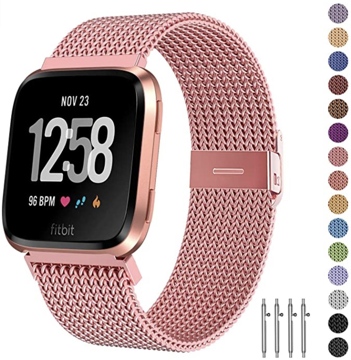 fitbit versa white band rose gold