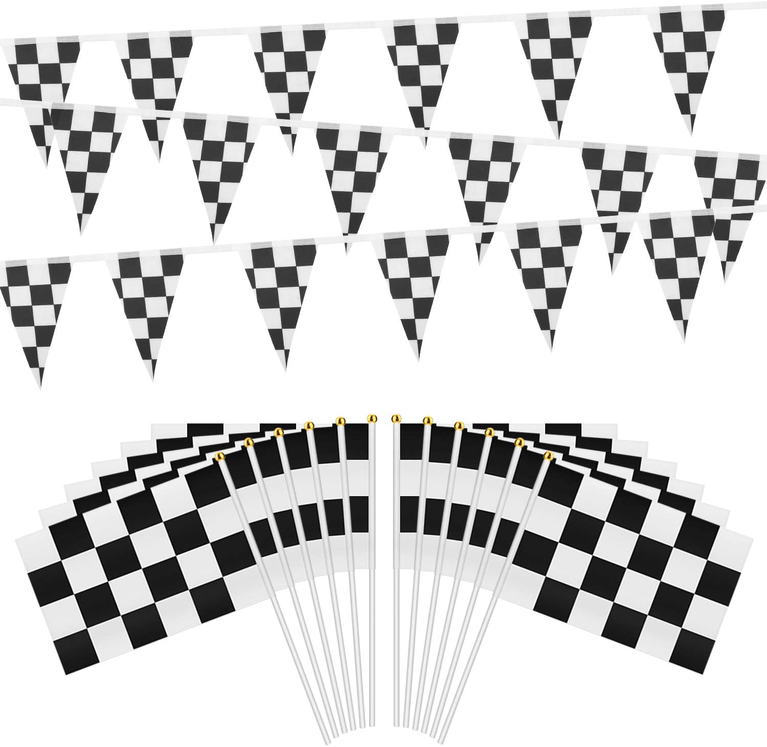 Checkered Pennants And Flag