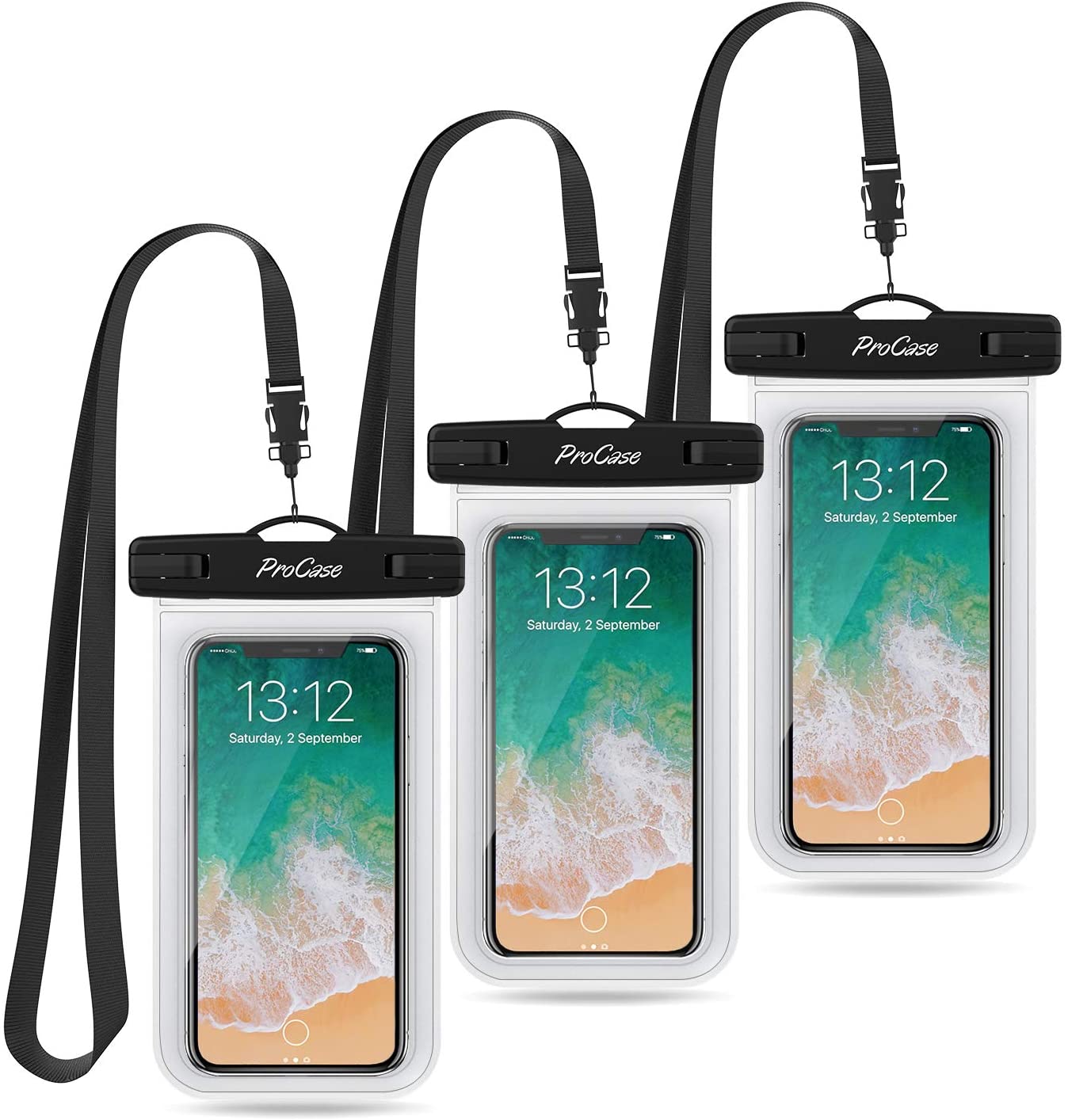 Procase Three Pack Waterproof Pouch Render Cropped