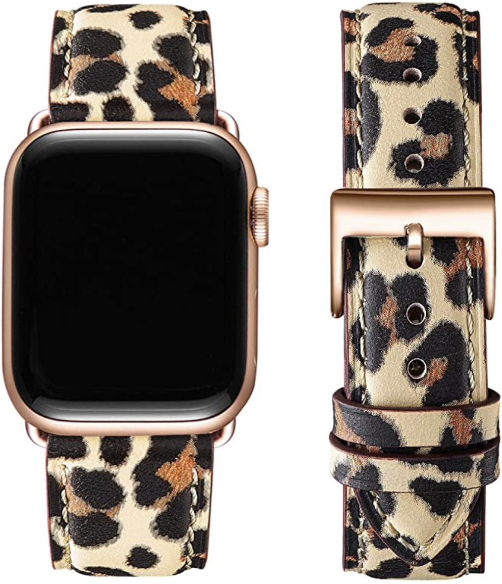 Bandes carrées Omiu compatibles pour Apple Watch en cuir véritable recadrée