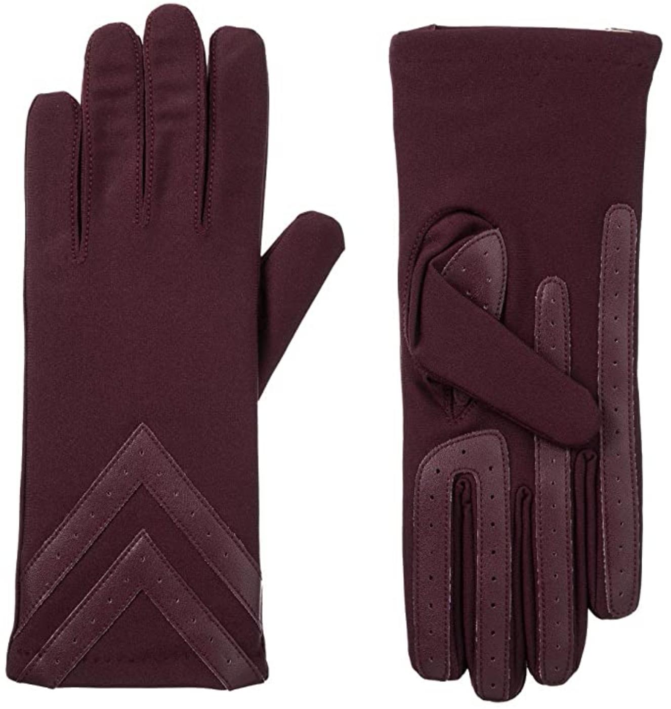 Isotoner Womens Spandex Touchscreen Gloves Burgundy