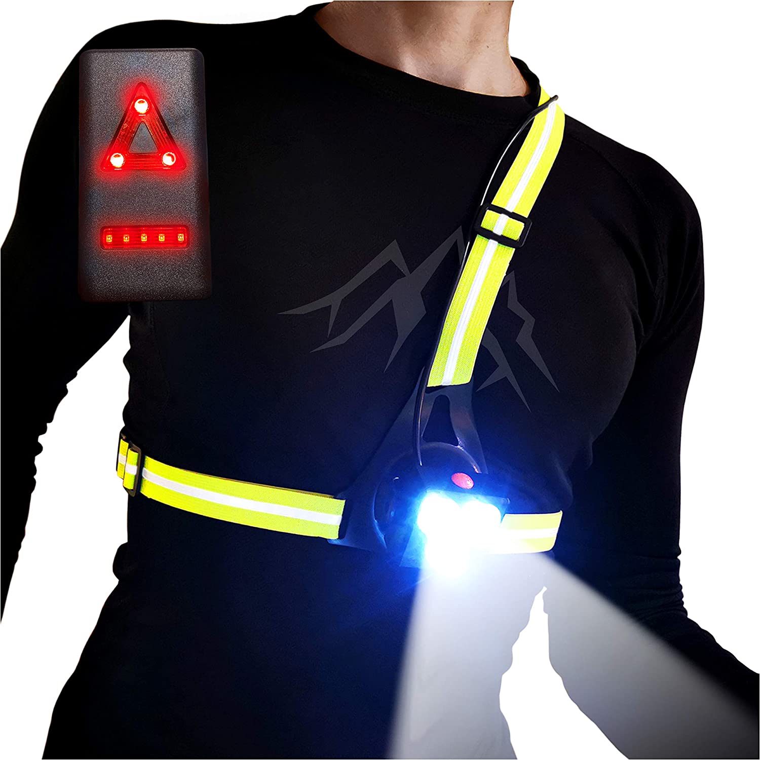 RODH Running Jogging Led Safety Lights Night Walking Running Gear Wearable Super Bright USB Rechargeable Battery with Adjustable Strap 1 Pack