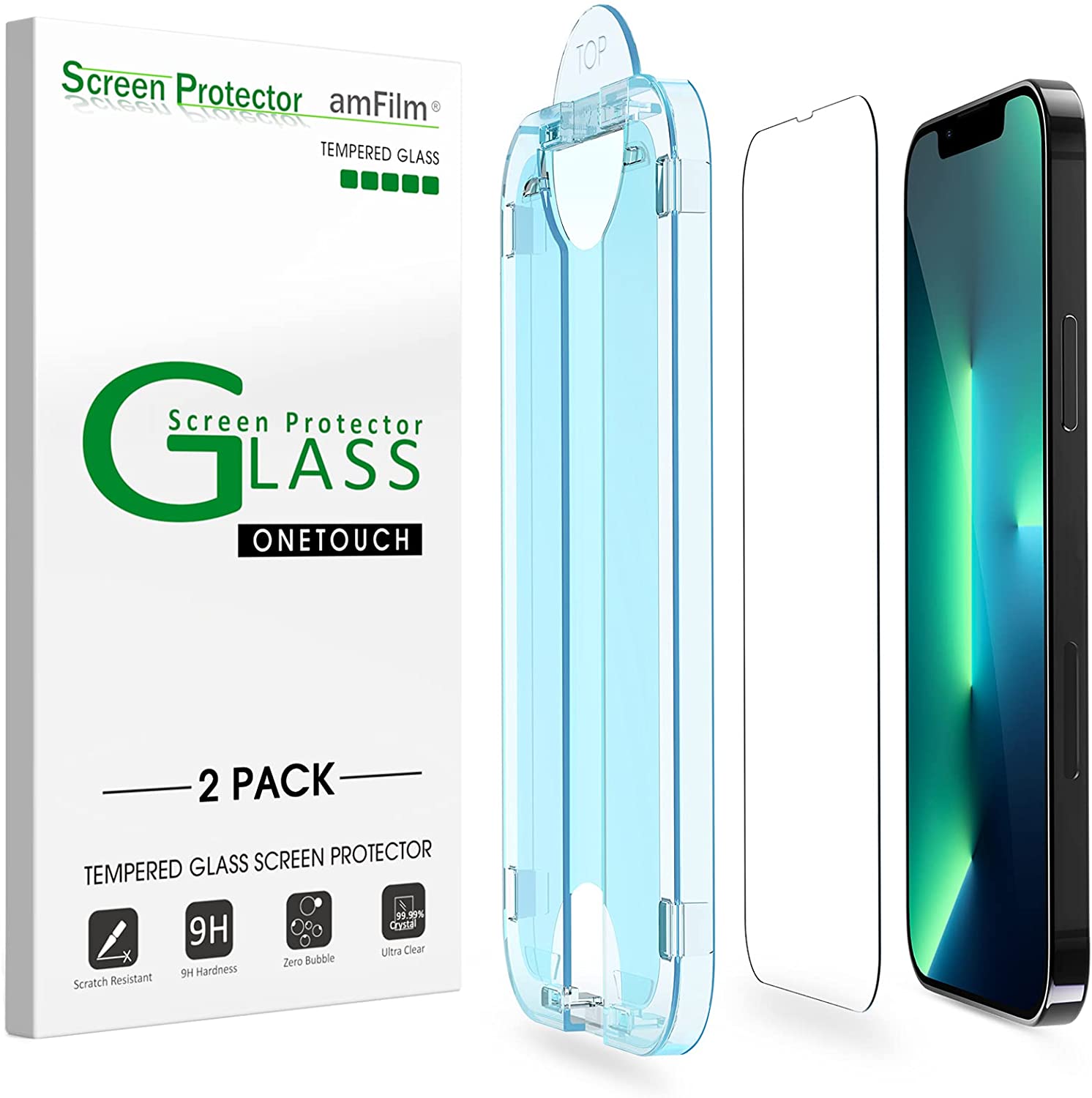 Amfilm 2 Pack Tempered Glass Screen Protector Iphone 13 Pro Max