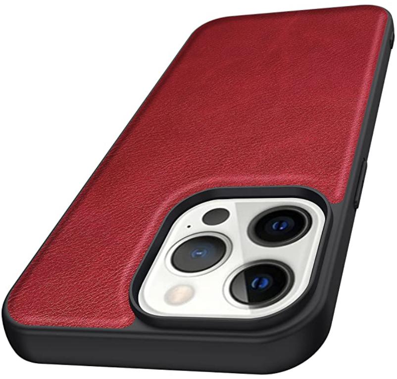 Kqimi Iphone 13 Pro Leather Case Red Render Cropped