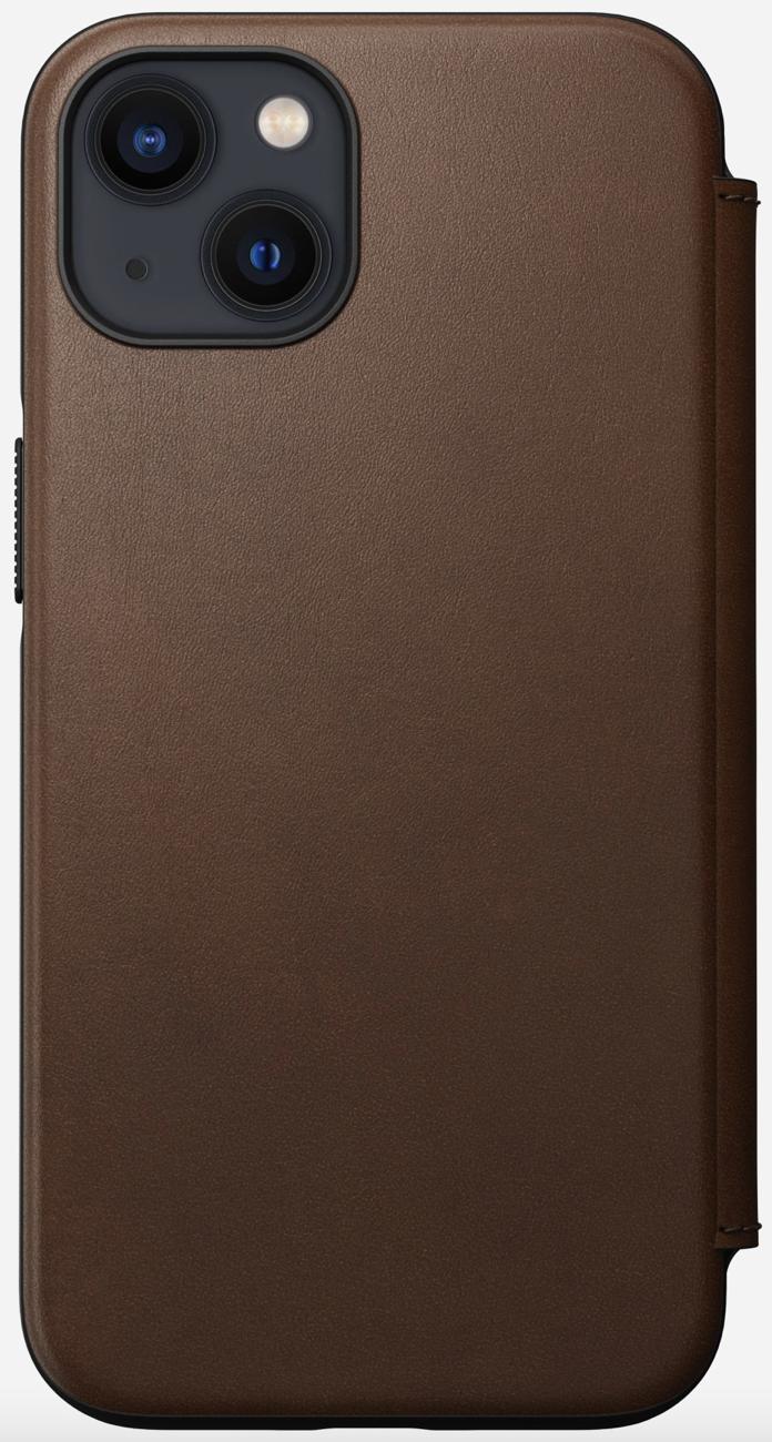 Nomad Modern Leather Folio Iphone 13 Rustic Brown Render Cropped