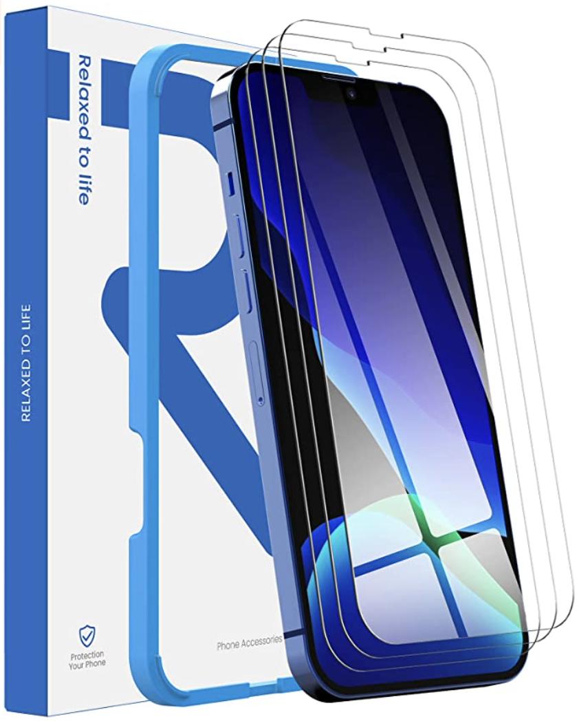 Raxfly Iphone 13 dan Pro 3 Pace Screen Protector dengan Tray Render Dipotong