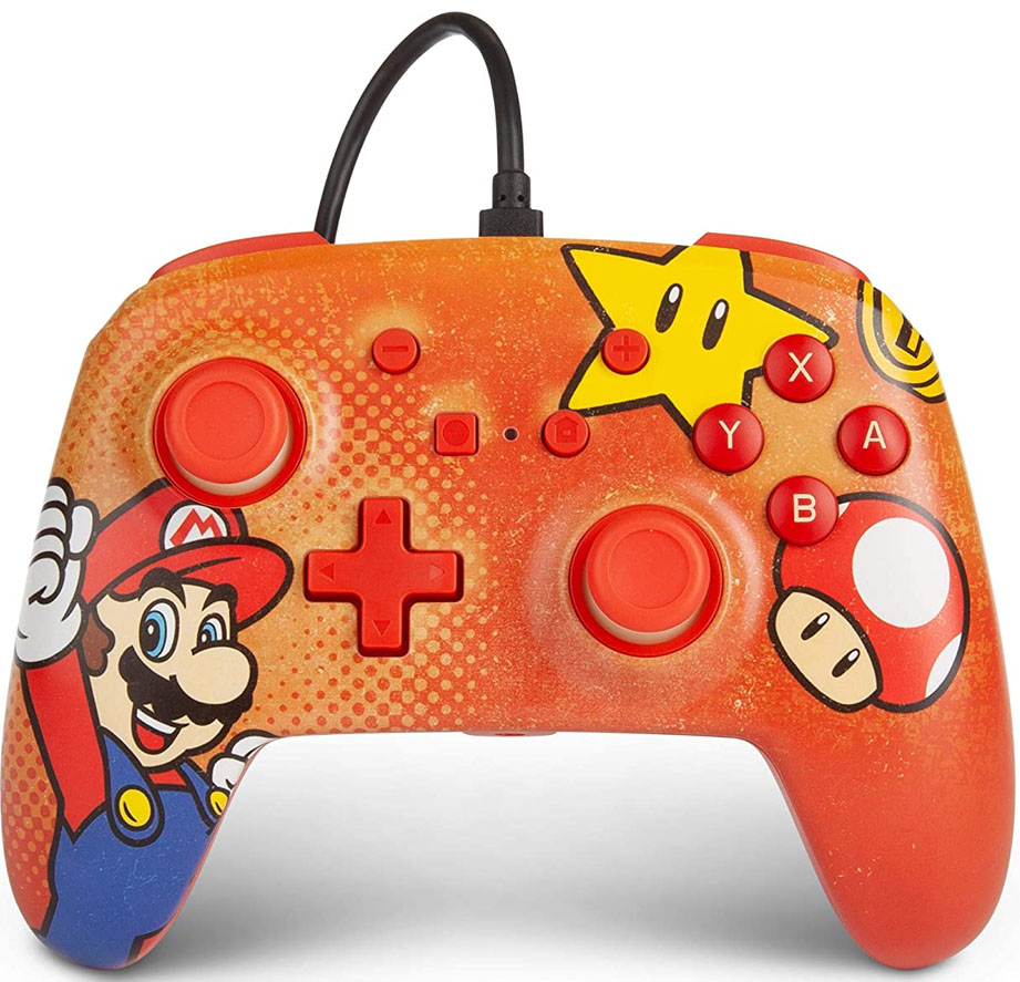 Powera Enhanced Wired Controller Nintendo Switch Mario Vintage Orange