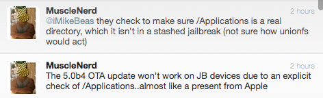 iOS OTA updates don't work if you're Jailbroken