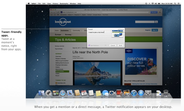 Twitter integration in OS X Mountain Lion