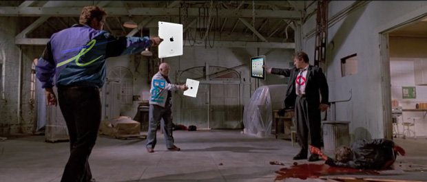 A stand-off in Reservoir Dogs with iPads