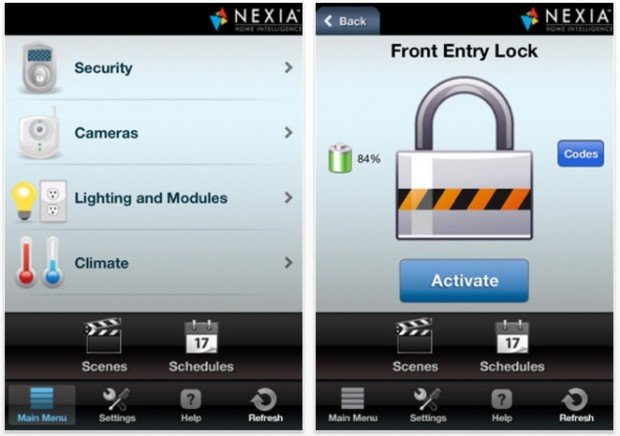 Nexia has separate apps for both iPhone/iPod touch and iPad that let you control everything from locks to cameras to thermostats to lighting.