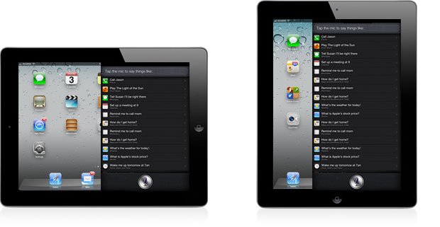 Apple could implement Siri like they implement Notification Center on Mountain Lion, but even if it's slimmed down it might not look great in portrait mode.