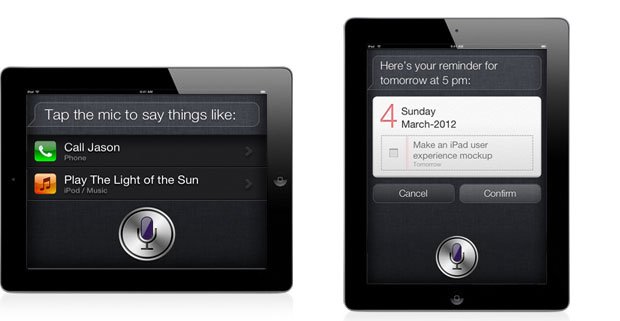 Simply scaling the existing full screen Siri interface up to fit 9.7-inches obviously isn't an option