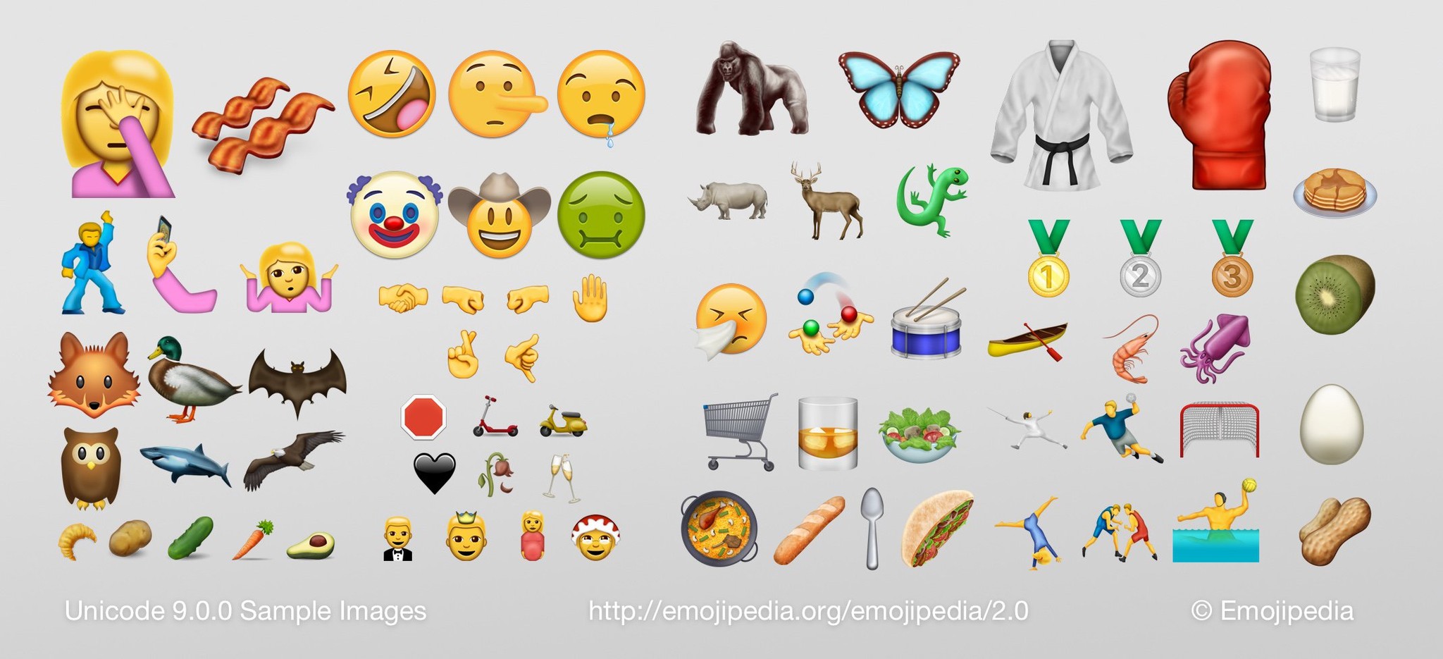 Unicode 9 emojis