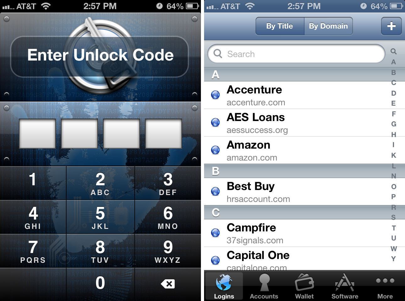 1Password for iPhone user interface