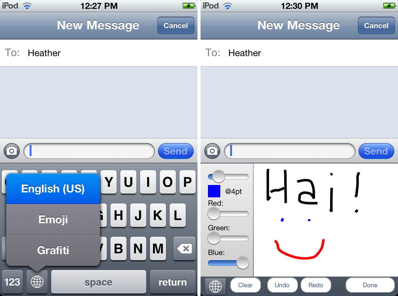 How to activate and draw a message with Grafiti for iPhone