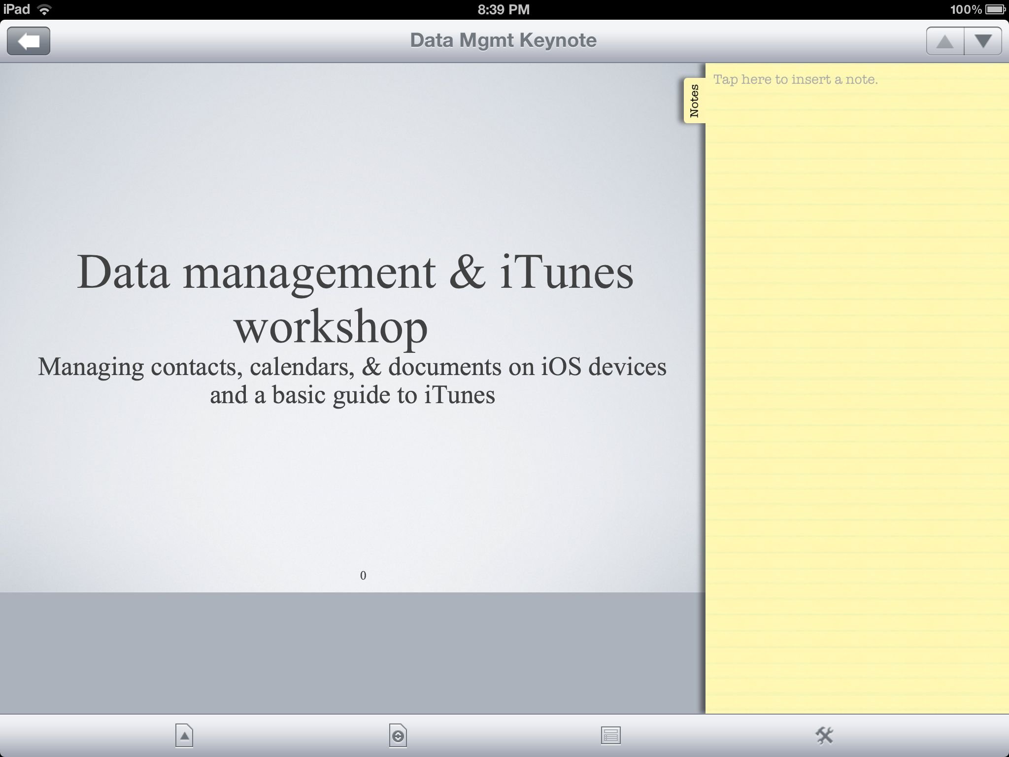 Docs To Go editing presentations on iPad