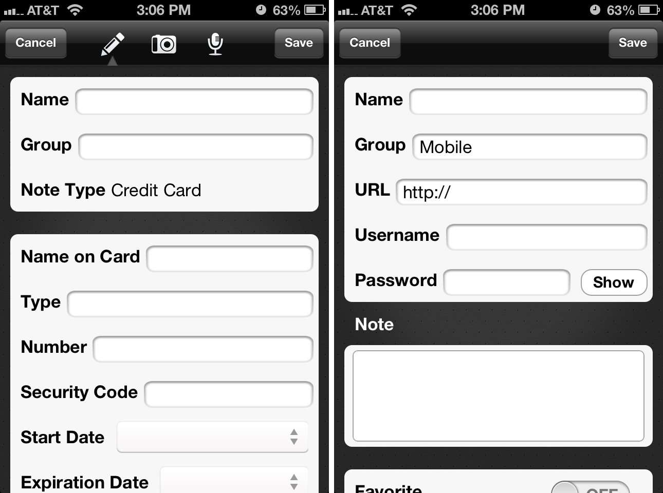 LastPass for iPhone accounts logins