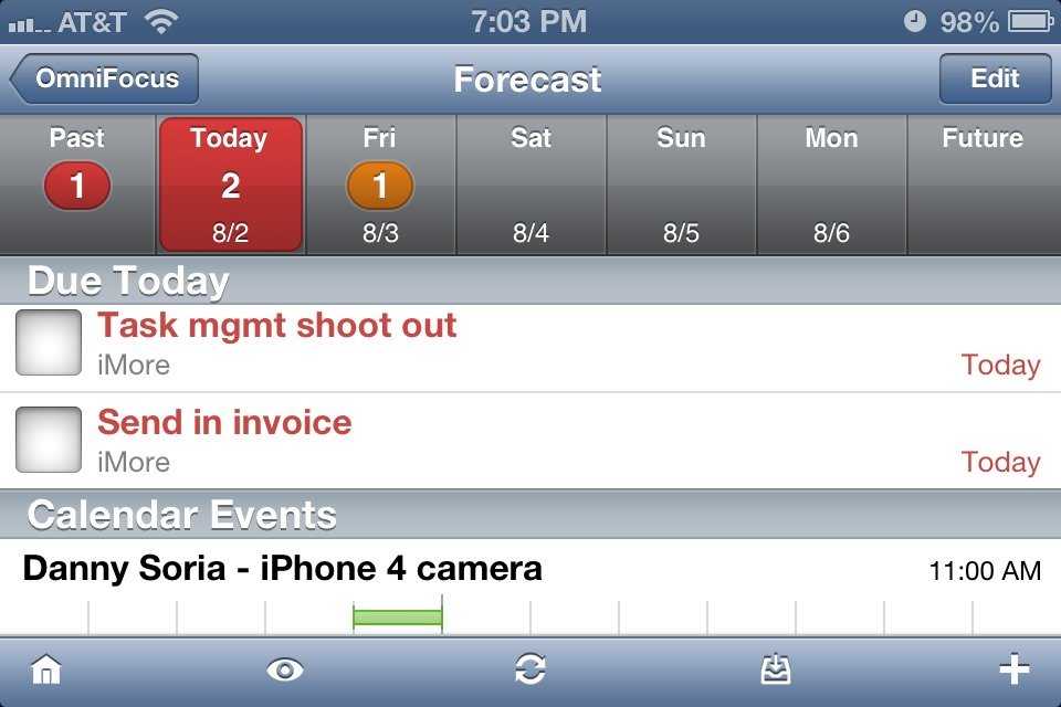 OmniFocus for iPhone forecasts feature