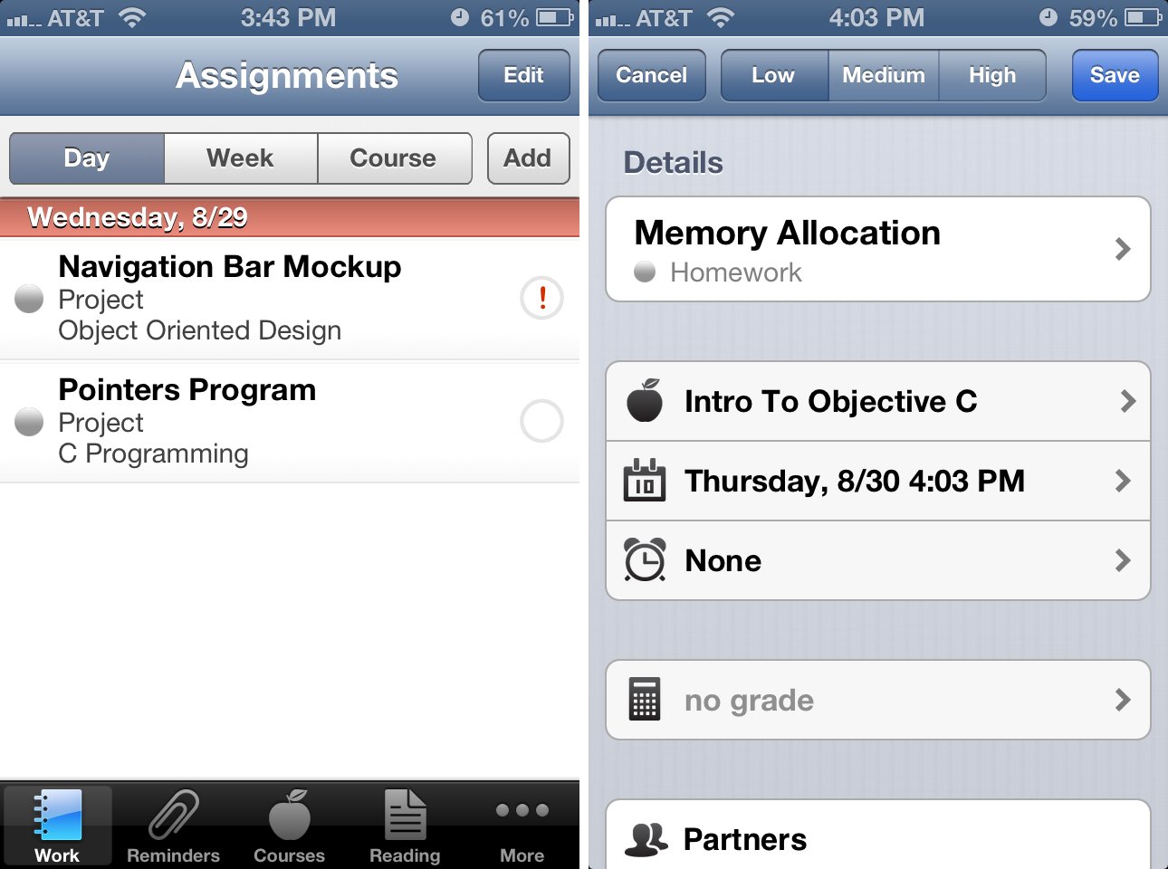 iHomework for iPhone managing assignments and tasks