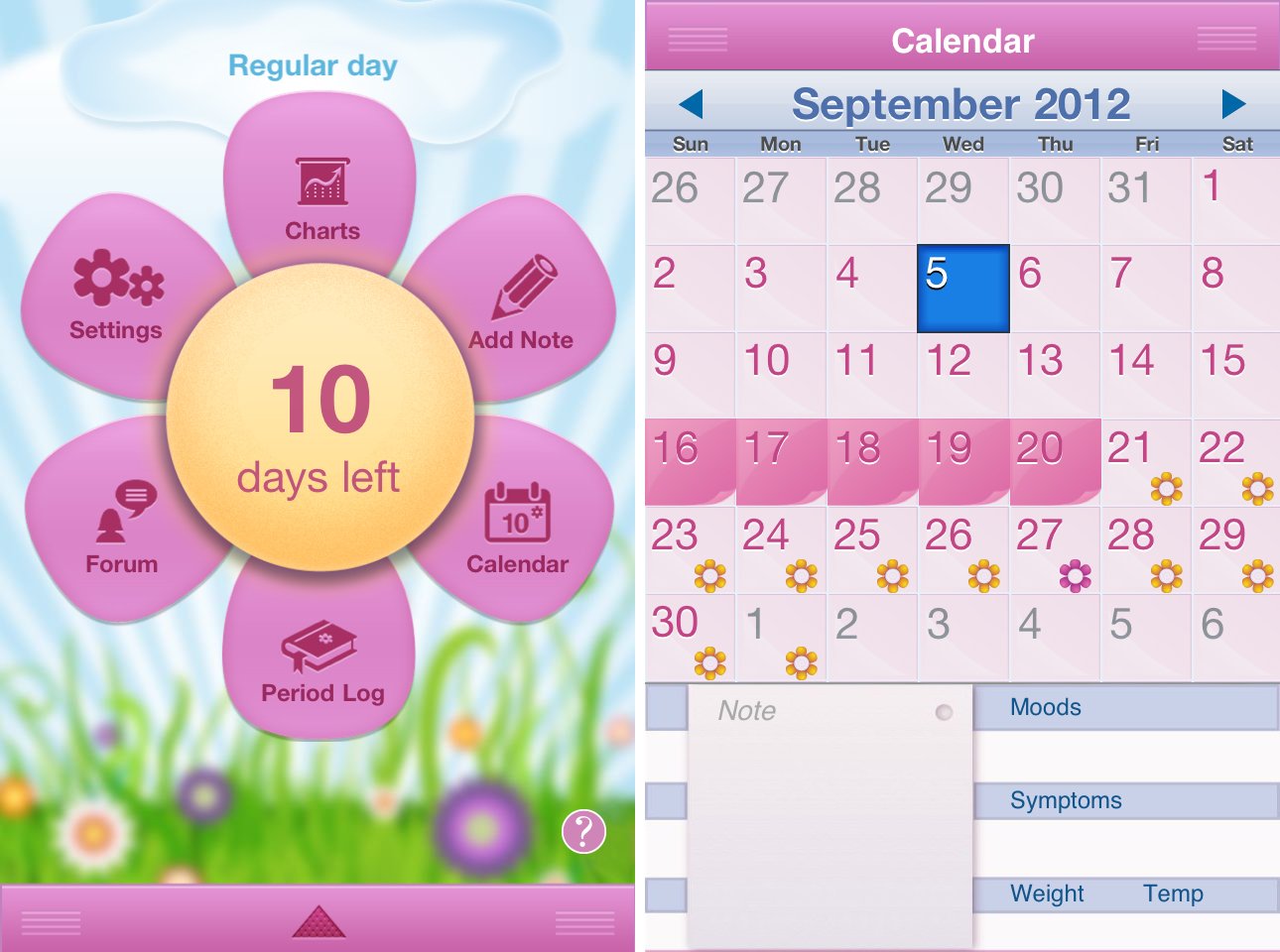 period diary for iphone ui