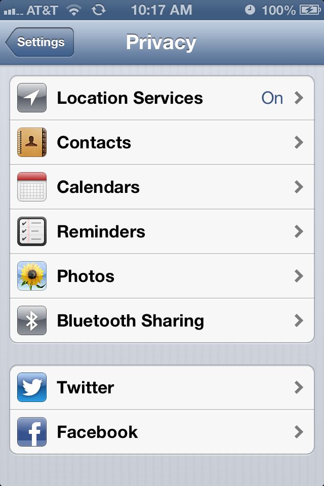 privacy options in ios 6