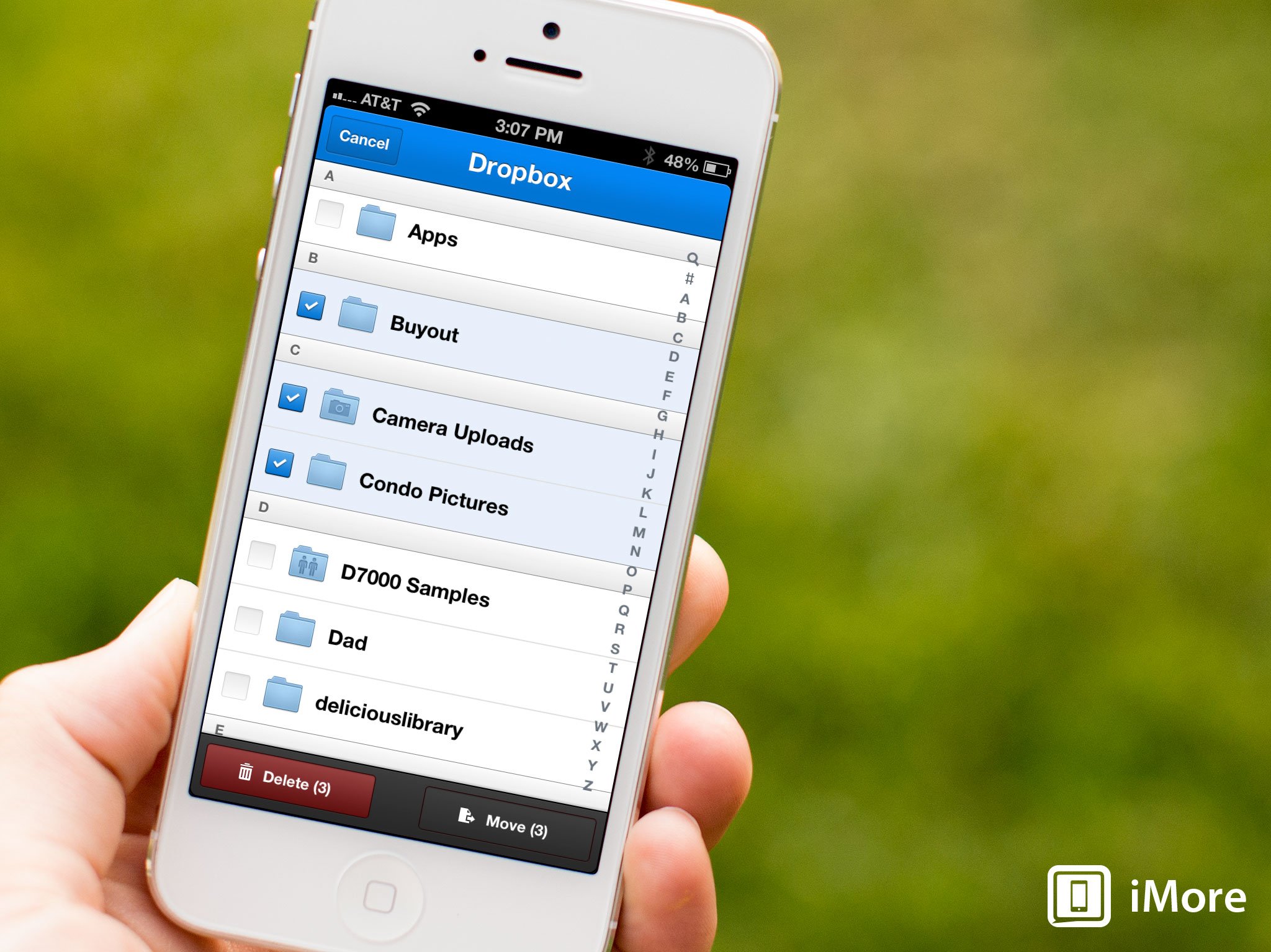 How to delete or move multiple folders at once with Dropbox for iOS