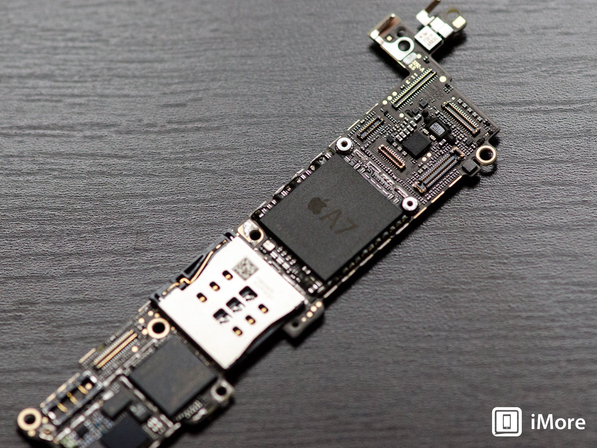 The iPhone 5s logic board on the front side