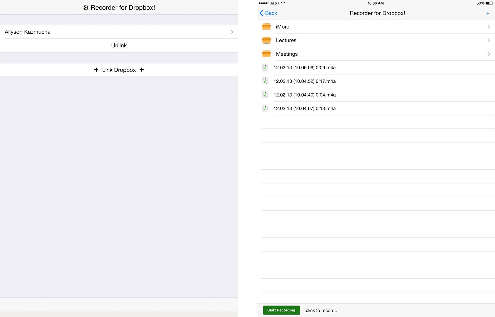 Best voice memo apps for iPad: Recorder for Dropbox