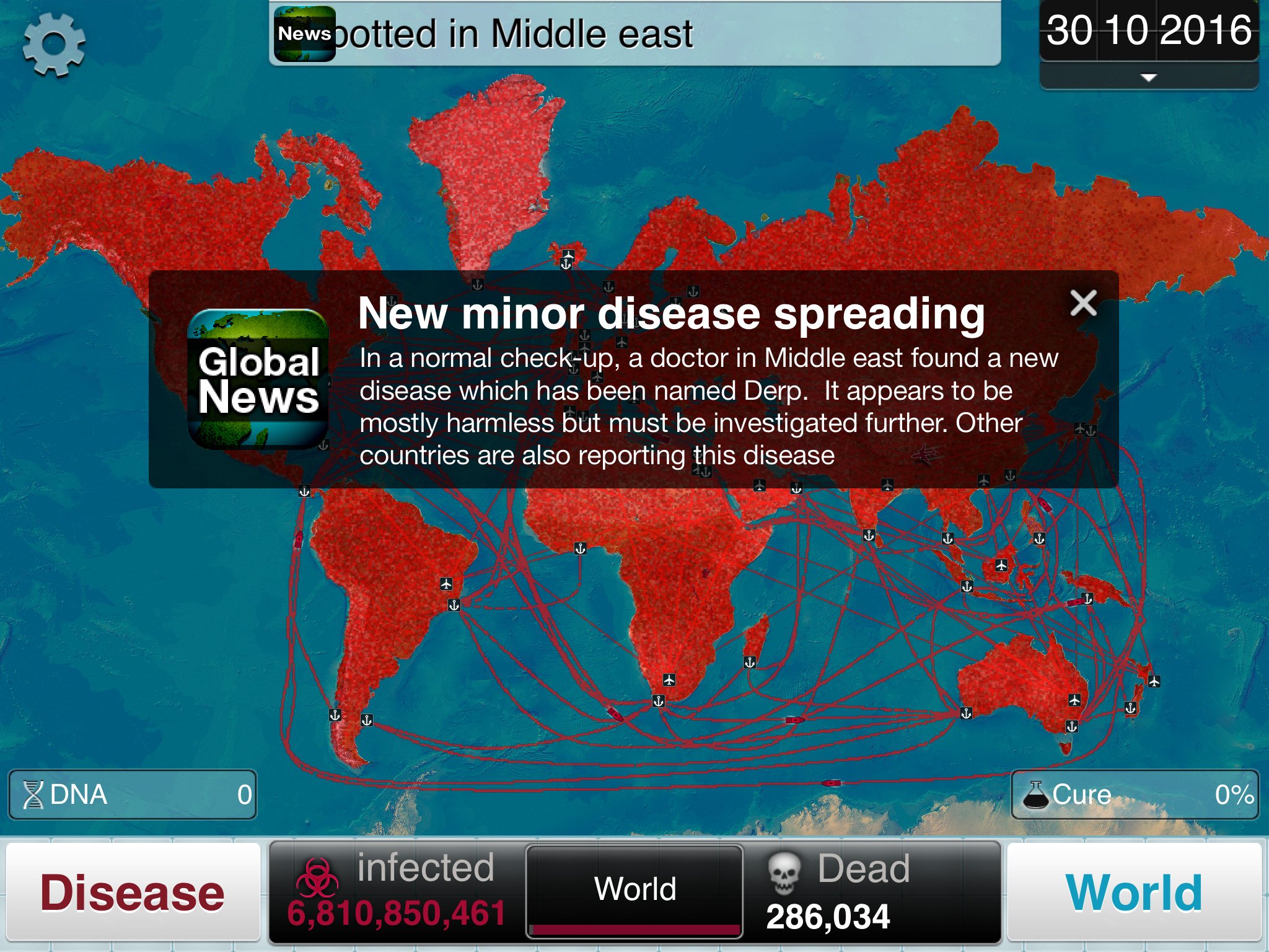 A minor disease in Plague Inc. 