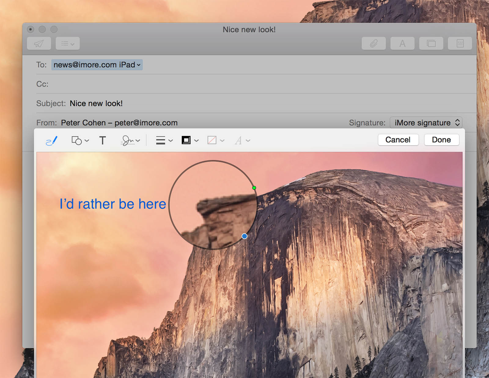 OS X Yosemite Mail Markup