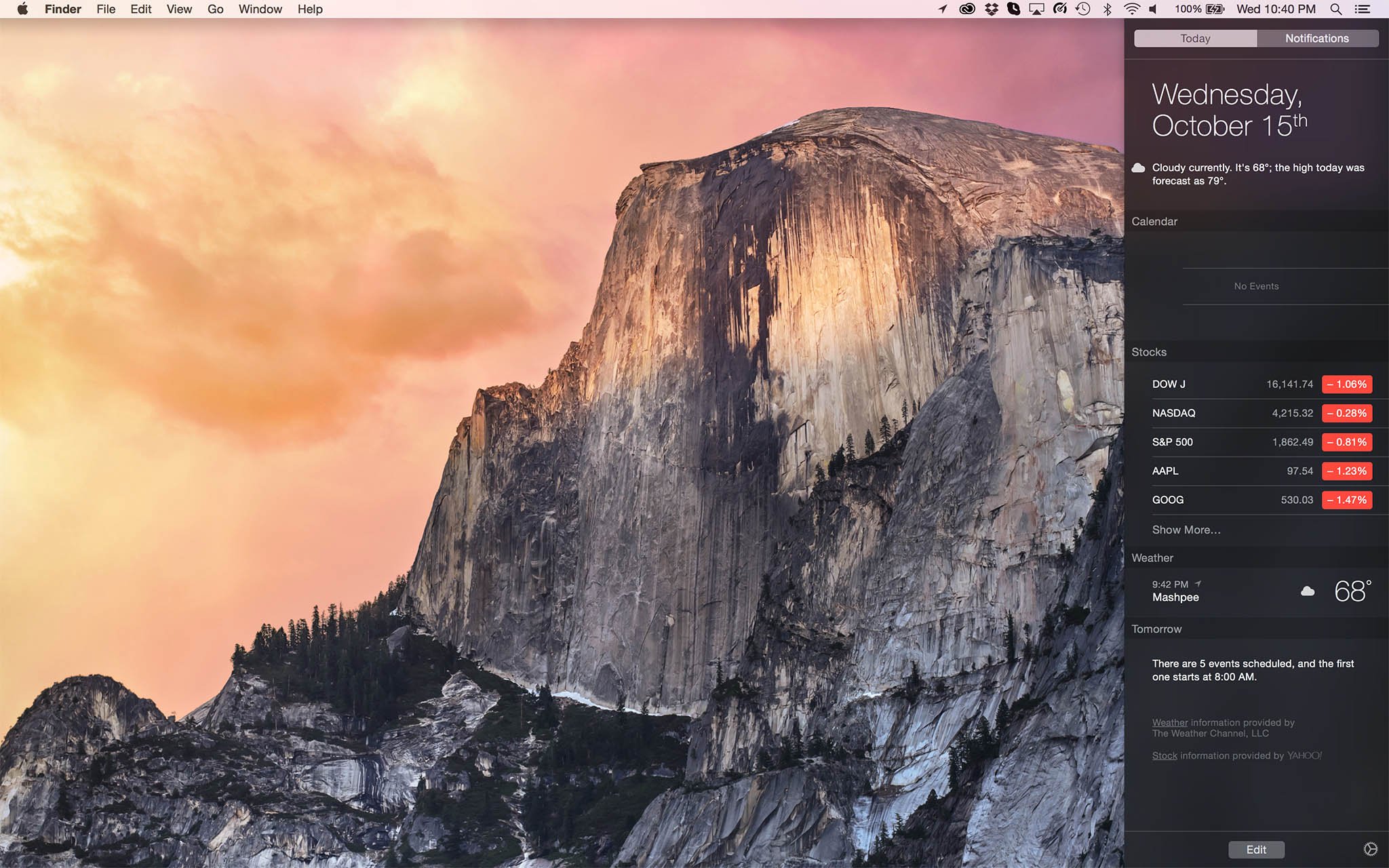 OS X Yosemite Notification Center